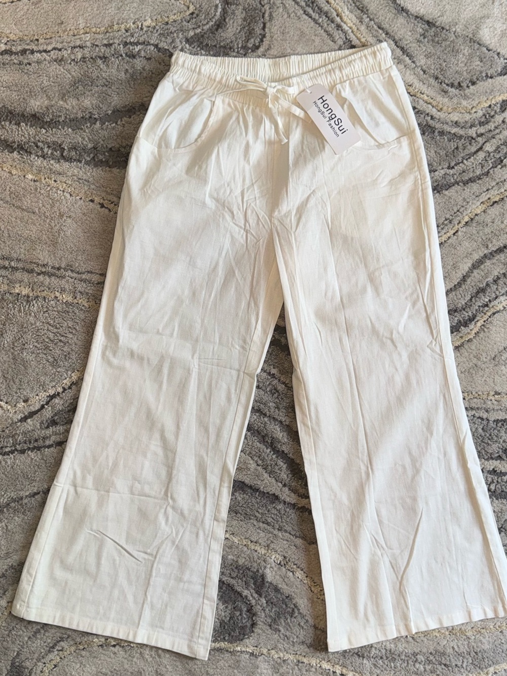 Women's White Cropped Wide-Leg Capris